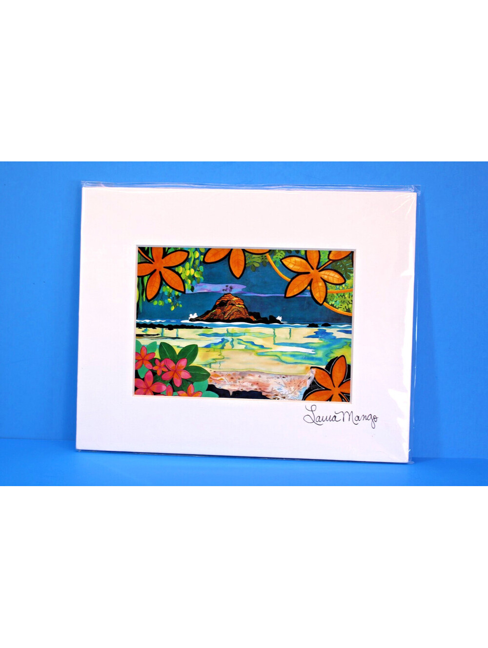 Laura Mango Alau Island Sunset Watercolor Giclee Print Matted Unframed 8x10